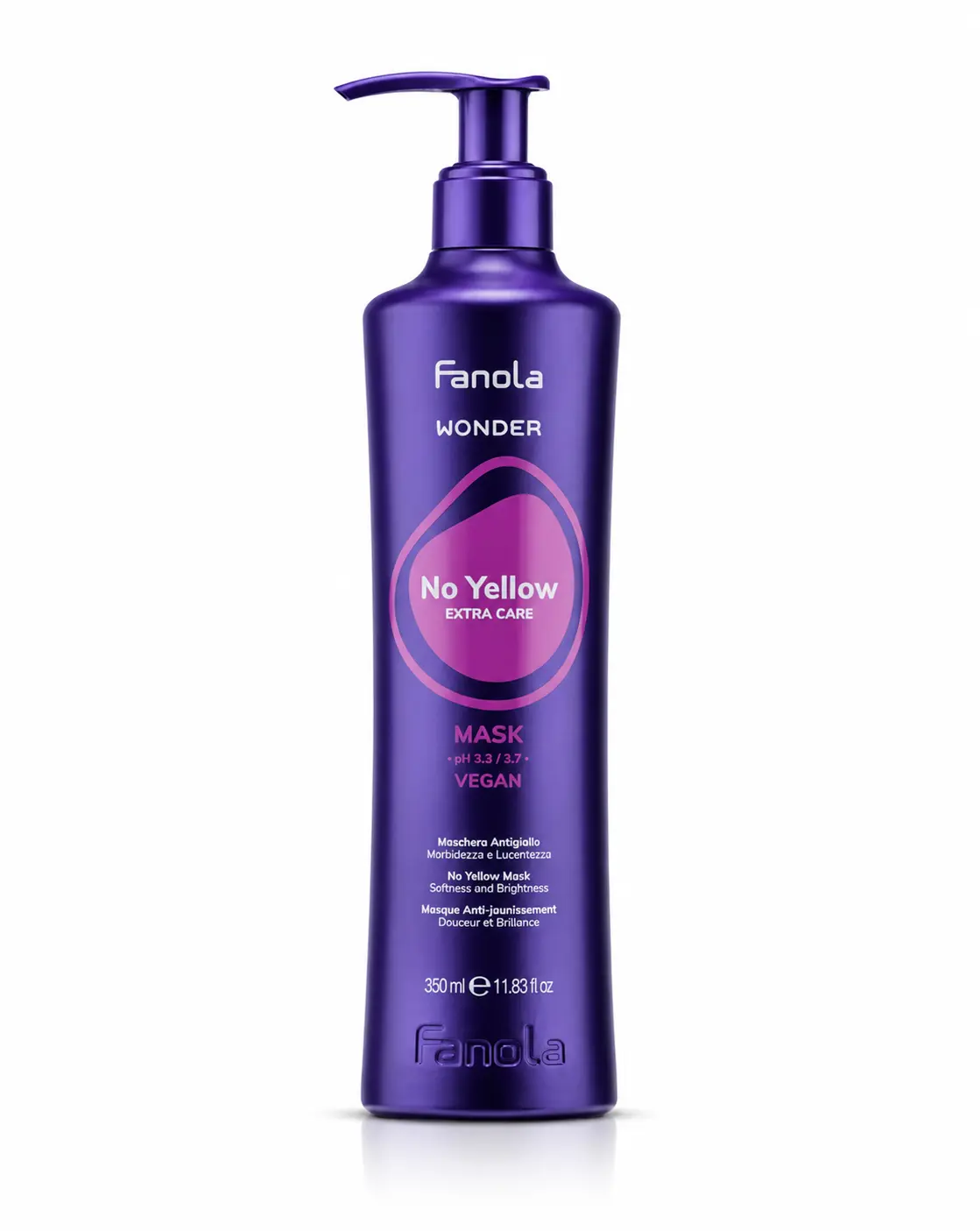 Fanola No Yellow Extra Care Hair Mask, Toning Treatment for Bleached, Blonde, and Grey Hair, Provides Softness and Glossy Shine, 350 ml / 11.83 fl.oz, Glossy Hair, Bleached Hair Care