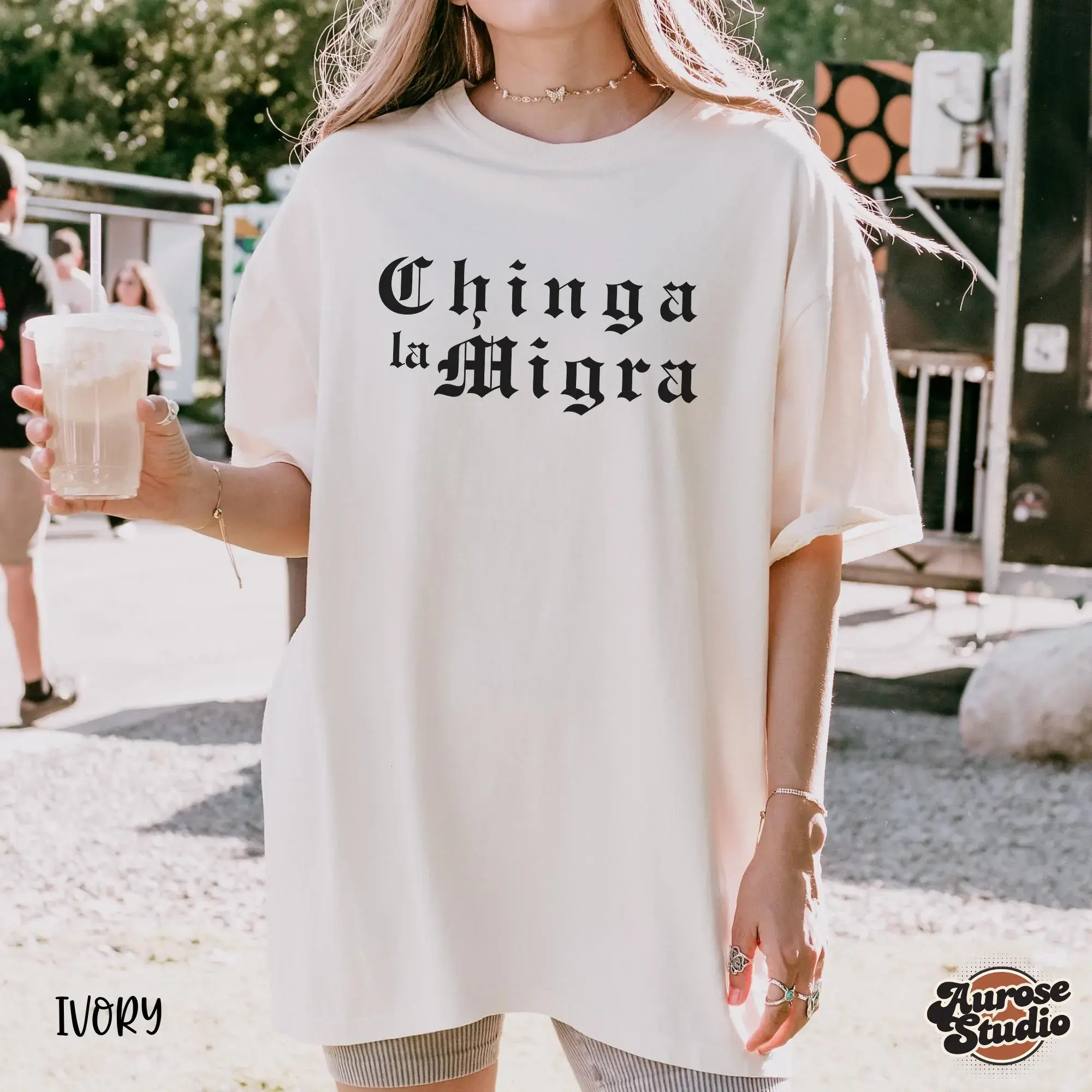 Chinga La Migra T-shirt, Funny Political Graphic Tee Casual Classic Cotton Streetwear Tshirt