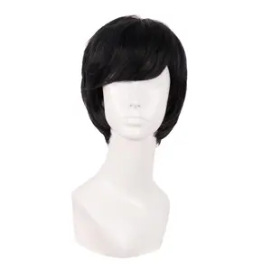 Fashion men short curly hair cosplay wig (black) Synthetic Fiber Wig