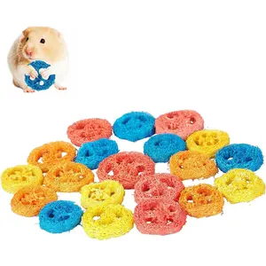 Dong Huang 20Pcs Bunny Chew Toys for Rabbit, Organic Natural Loofah Toys, Handmade Material for Guinea Pig, Hamster, Rat - Pet Tooth Care ORGANIC NATURAL LOOFAH PET CHEW TOYS