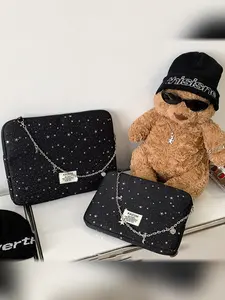 Korean INS Star Laptop Sleeve for 13 14 Inch Laptop, Metal Chain Shockproof Anti Drop Tablet and Notebook Case Slim Portable 11 15 15.6 Inch Laptop Bag