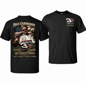 Dale Earnhardt 250 Years Of Freedom T-Shirt, Sweatshirt, Hoodie - Patriotic 1776-2026 Racing Fan Graphic Tee - Built For Speed Raised For Freedom T-Shirt - Vintage NASCAR Legend # 3 American Pride Unisex Shirt 89V
