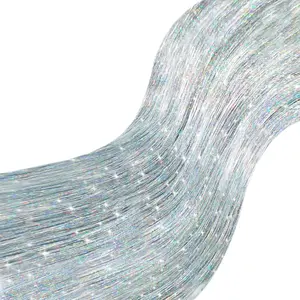 Pack of 3000 Strands 19.8 Inches Iridescent Silver Christmas Icicle Tinsel Foil Fringes, Christmas Tree Tinsel Curtain Decoration for Indoor Outdoor Winter Home New Year Eve Birthday Party Supplies
