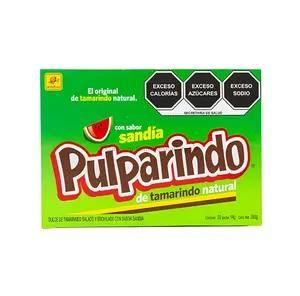 De La Rosa Pulparindo Watermelon (20 Count) Mexican Candy Sweet Tamarindo Pulp Bars Snack Bonbon Tangy, Dulces Mexicanos