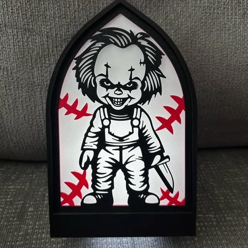 Chucky Light Box with Red Scares Design and eerie Silhouette