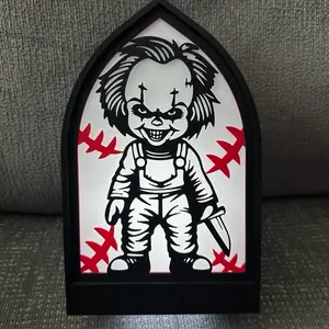 Chucky Light Box with Red Scares Design and eerie Silhouette