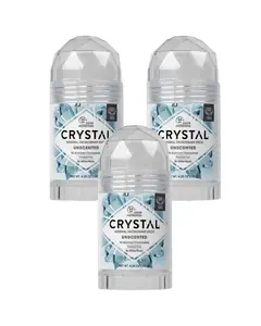 Crystal Mineral Deodorant Stick Unscented - 4.25oz each - No Aluminum, Paraben Free and No White Marks, 24hr Odor protection - Set of 3