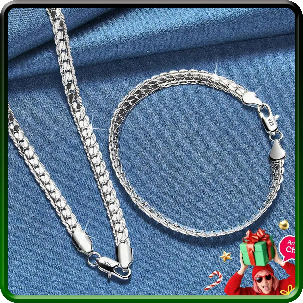 New  Silver Plated 2 Pieces Full Sideways Chain Necklace Bracelet For Women Men Fashion Jewelry Sets Wedding Gift necklaces for women cross necklace cuban link chain chains for men