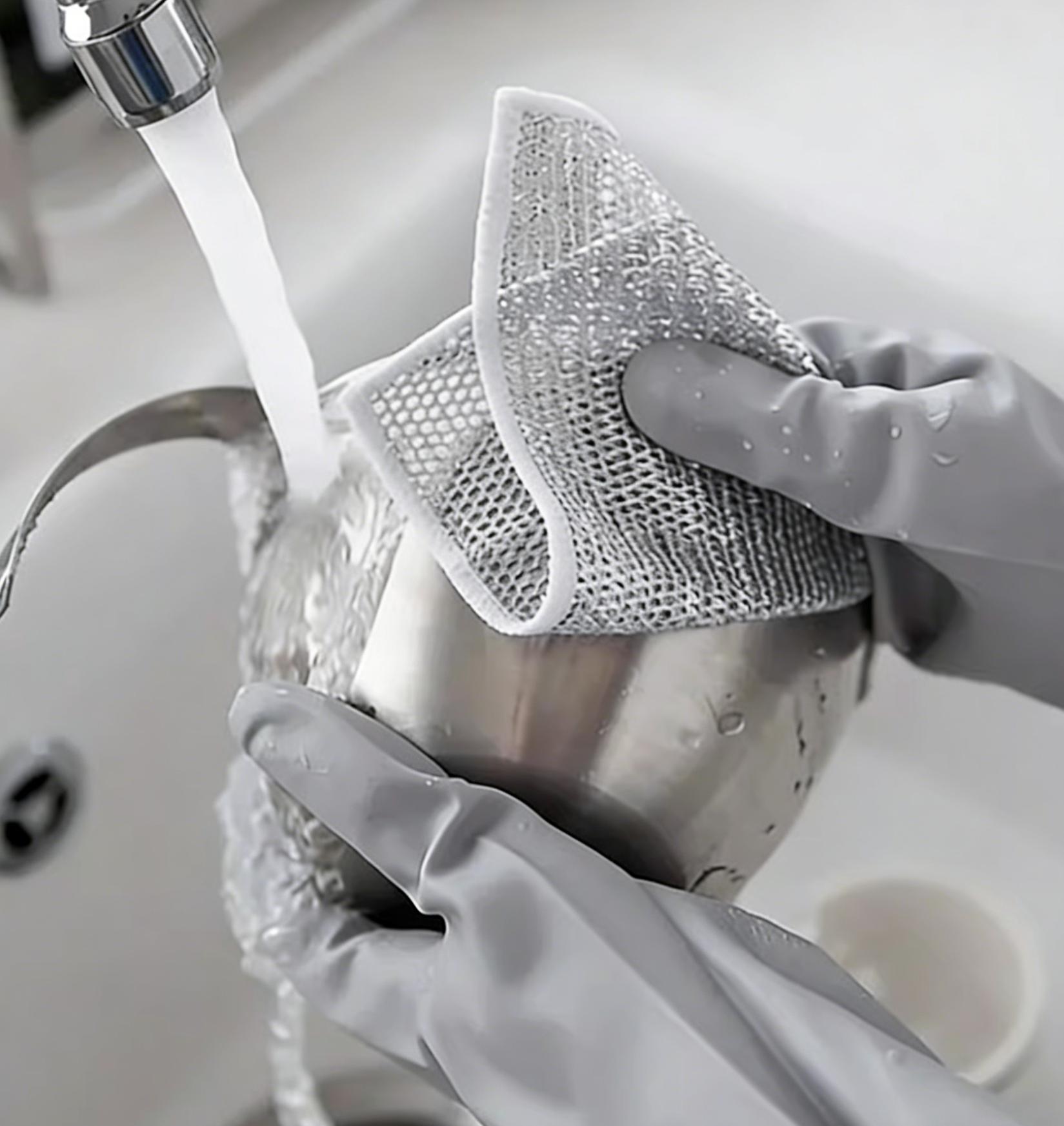 10 Pack Non-Stick Oil Double-Sided Grid Dishcloth - Easy Clean Kitchen Cleaning Towel for Dish & Pan Washing