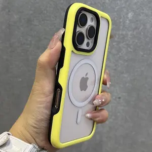 Luxury Color Shockproof Bumper Case for IPhone 16 Plus 15 14 13 12 Pro Max 11 Hybrid TPU+PC for Magsafe Magnetic Armor Cover