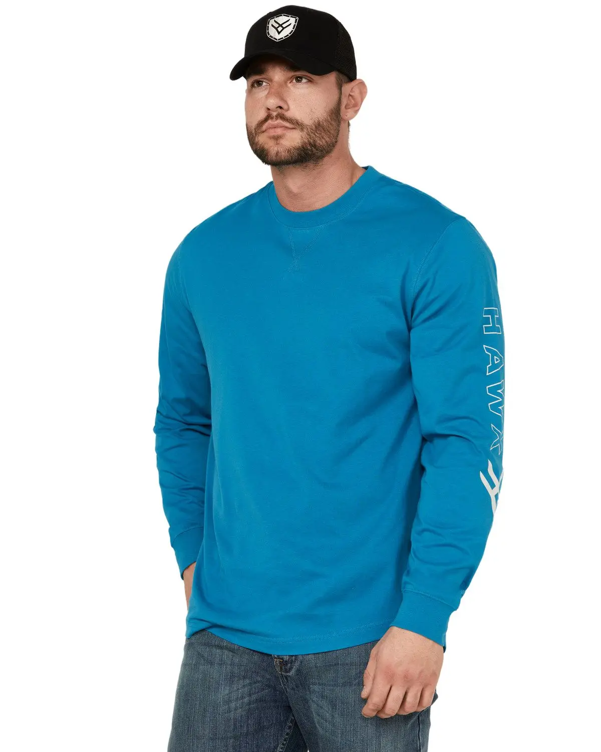 Hawx Men's Long Sleeve Knit Solid Logo Work T-Shirt Tall - Hxsp24k85-Tel-Tll