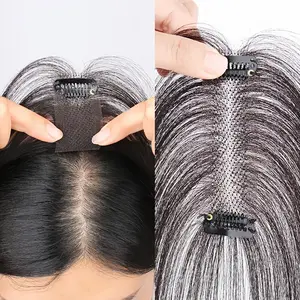 Wholesale Fashionable 2025 Women'S Real Human Hair Topper - Natural Looking Hairpiece for Bald Spots, Thin Hair, Volume & Fullness - Lightweight Hairpiece with Middle Part - Business & Everyday Hairstyle - Compatible with All Hair Types - Hairstyle Enhanc