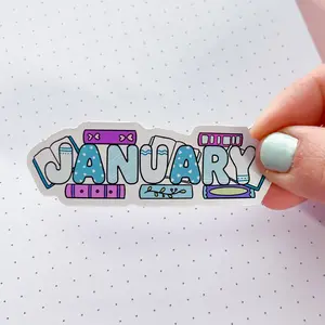 January Bookish Word Vinyl Die Cut Sticker