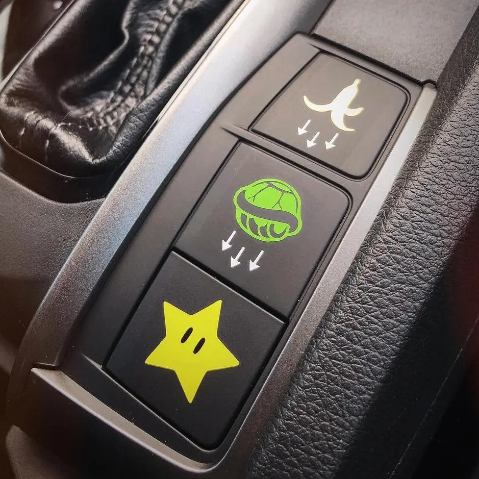 3 Pack, Star, Shell, and Banana, blank button decal sticker set fits Honda Civic blank or empty car buttons