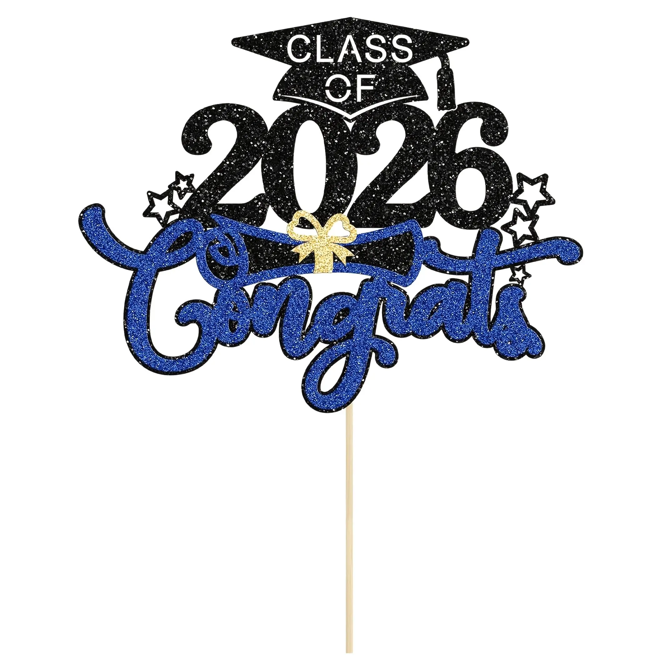 2026 Graduation Theme High School Party Decorations, Gold Blue Cake Decorating Supplies, 1 Piece Set, Perfect for Celebrations