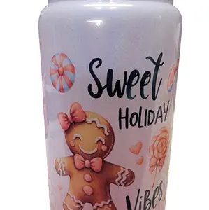 16 oz Christmas theme Gingerbread and santa approved Christmas glasses, santa, Gingerbread, coffee glass, Festive glass, xmas glass Bamboo Drinkware Tumblers Mug Cup Lid Straw