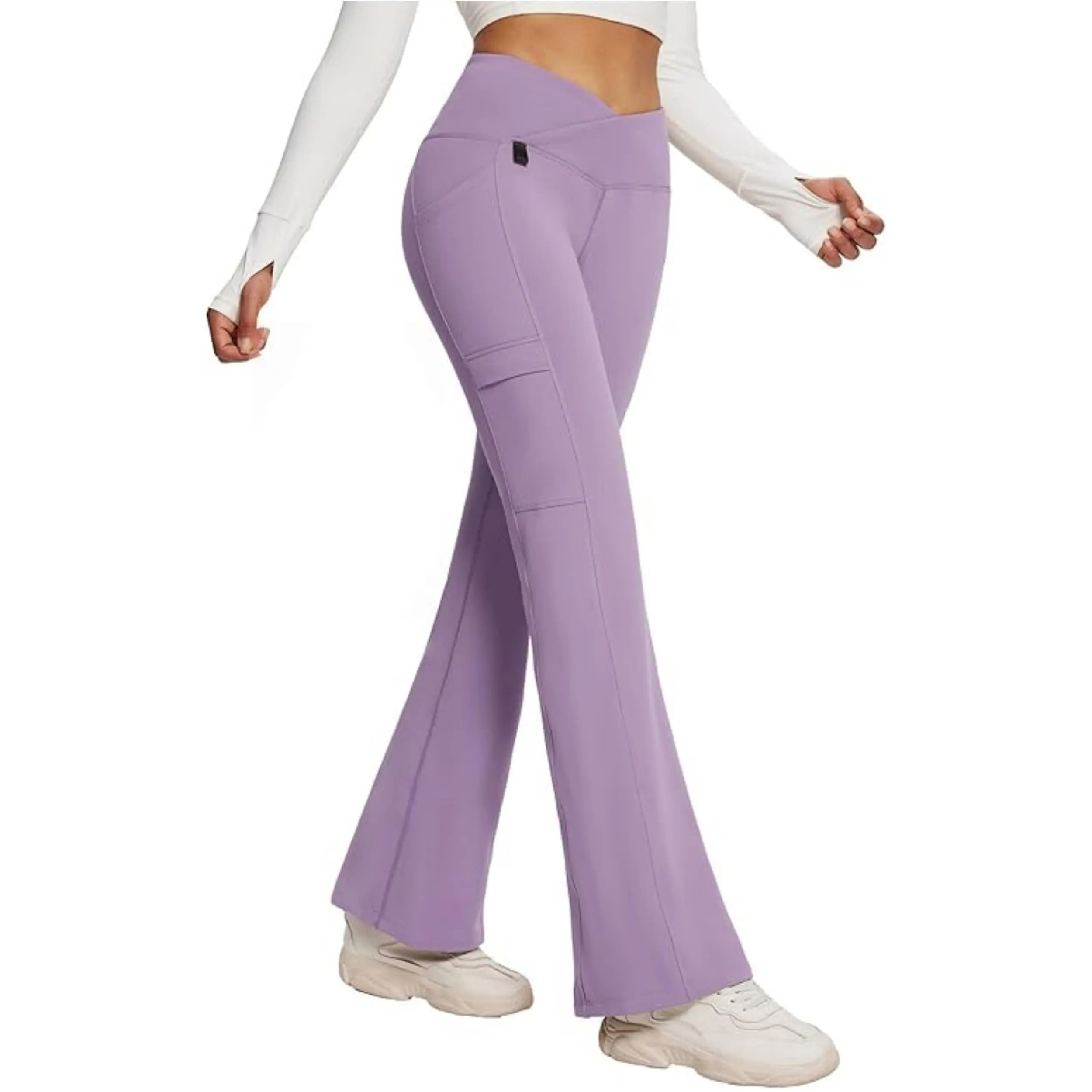 baleaf 29" Women's Fleece Lined Pants Winter Thermal Water Resistant Crossover Flare Leggings Warm Bootcut Hiking Outdoor