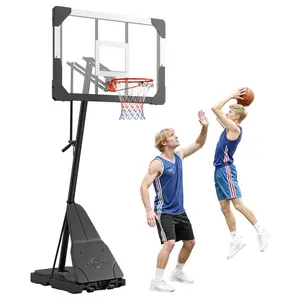 【fathersdaygift】VEVOR Portable Basketball Stand, 8.04 to 10 ft Height Adjustment Basketball Hoop & Goal, Basketballs Hoop Outdoor with 44 inch PC Backboard for Kids, Adults in Schools, Parks, Indoor & Outdoor Use