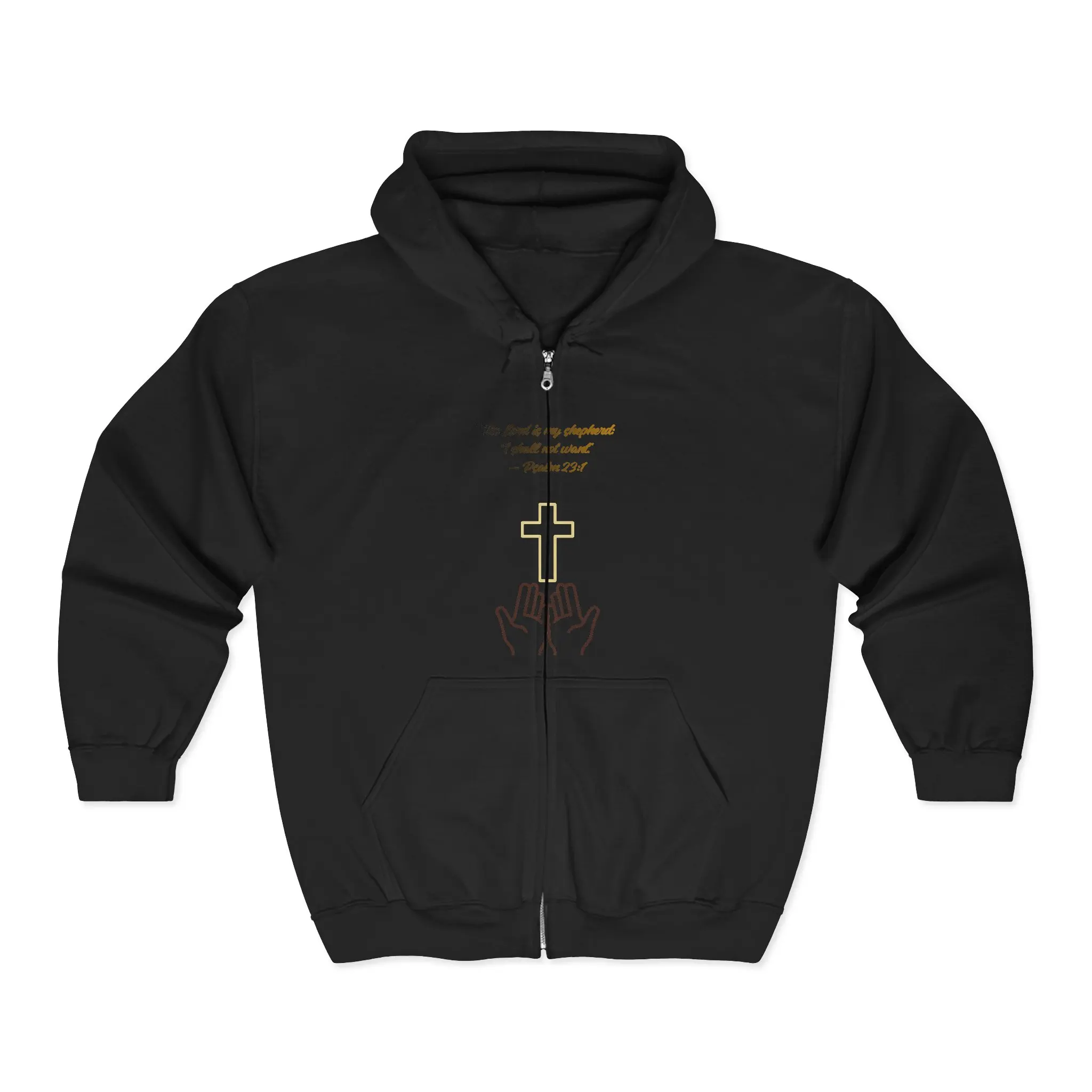 Psalm 23:1 Praying Hands Hoodie | Christian Faith Full Zip Sweatshirt
