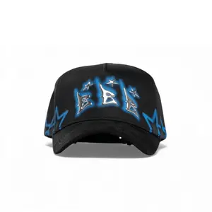 Barbas B-Star "BBB" Premium Snapback Hat – Black Adjustable Streetwear Cap with Blue Glow Effect, Metallic BBB Logo & Star Embroidery, Premium Urban Fashion Baseball Cap for Men Women, Trendy Hip Hop Style Headwear