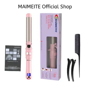 Fashion hairdressing tools: automatic two-way curling iron, multiple temperature settings 100°-220°C LCD display,MAIMETTE classic curling iron - suitable for short, medium and long hair, suitable for all hair lengths-Pink Comfort Salon Comfort Salon