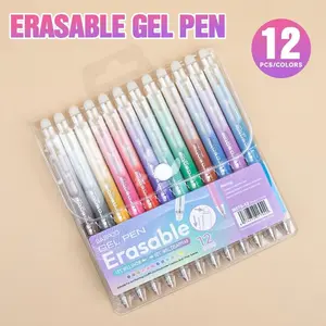 12 Color Erasable Gel Pens Set with 0.7mm Tips and Push Button Mechanism for Students, Creative Drawing & Highlighting Supplies, Back to School Gifts for Boys and Girls, Gel Ink Pens