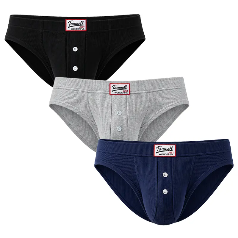 TAUWELL 3 PCS Men’s Ribbed Boxer Briefs, Breathable Moisture-Wicking Stretch Trunks with No Ride-Up Comfort and Button Detail for Office Days, Long Sitting, Commute, Weekend Trips, Gym Warmups & Home Lounge-25102