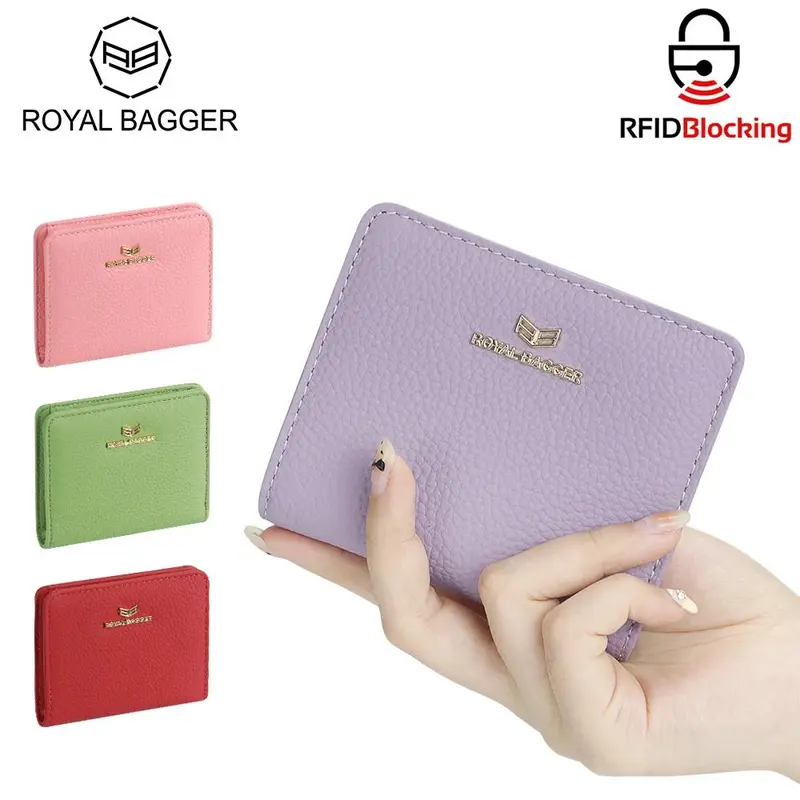 Royal Bagger Women's Basic Chic 100% Genuine Leather RFID Bifold Wallet - Wallets for Women, Anti-Picking, Zipper Coin Purse, Durable, Scratchproof, Multi-Slot, Quick Access, Slim, Less Pocket Bulk, Everyday Carry, Model 2133