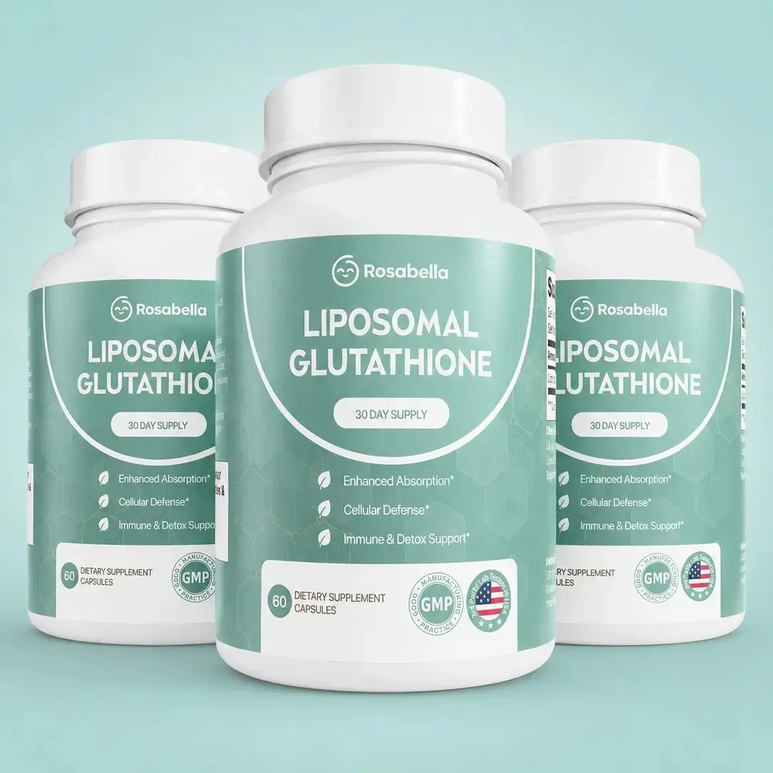 Rosabella Liposomal Glutathione 60 Capsules, Enhanced Absorption Glutathione Supplement, Support Cellular Defense, Immune & Detox for Men Women, Non‑GMO Dietary Supplement Made in USA