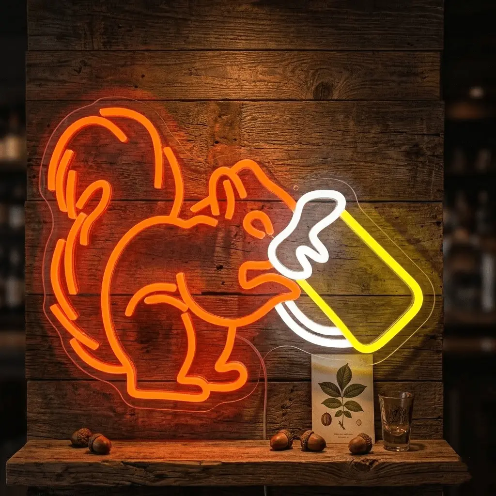 Funny Squirrel Neon Sign, Vibrant Orange LED Light, Home Bar-Game Room Decor, Cozy Night Light Gift for Home Supplies Festive Decorations