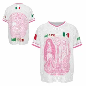 2026 Mexico Football Shirt - White & Pink Vintage Soccer Jersey with Mexican Culture Graphics of Saint Jude & Virgin Mary, Unisex Sportswear Gift for Fans