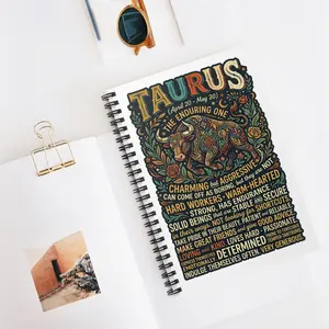 Taurus Zodiac Traits Spiral Notebook | Bull Astrology Ruled Journal