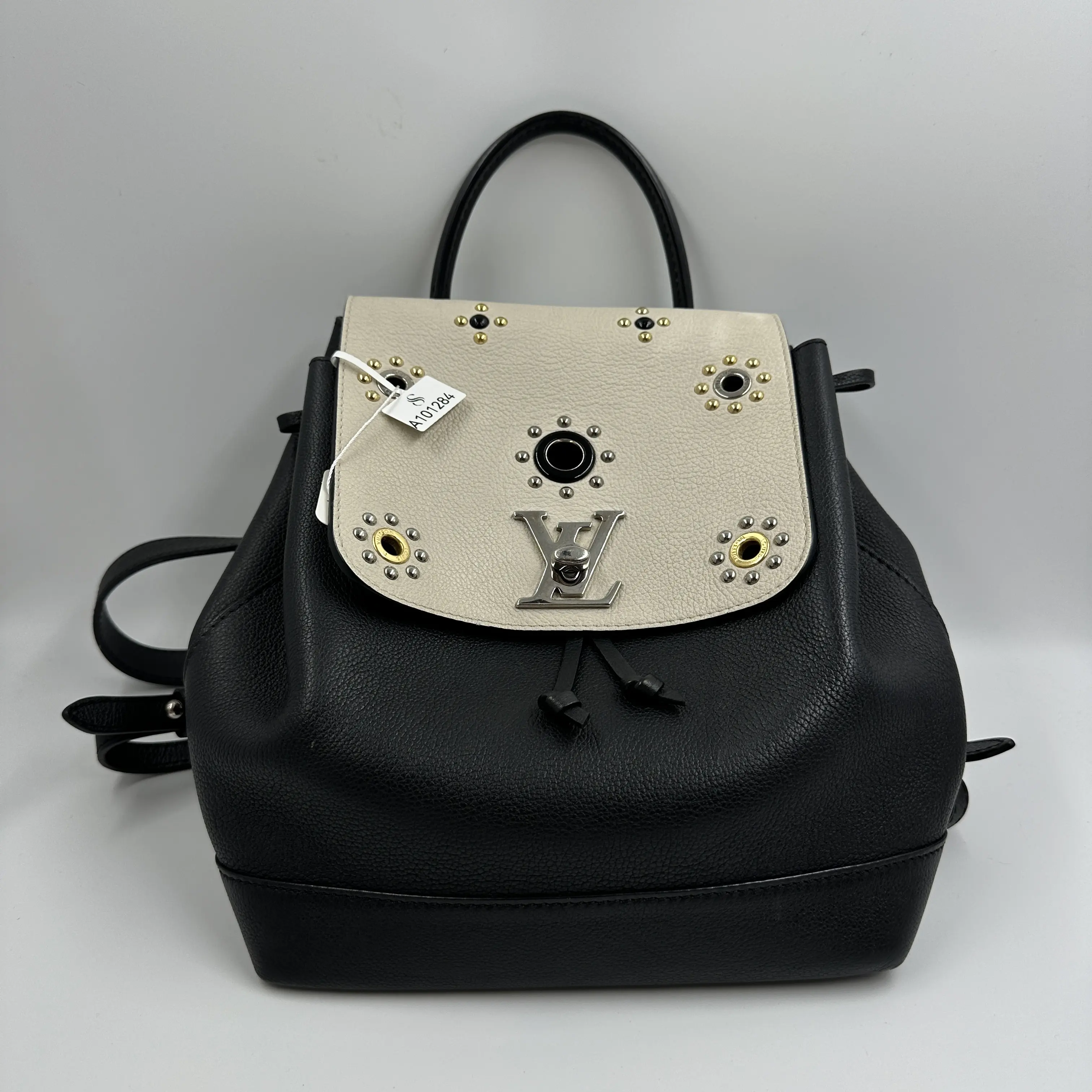 Pre-owned Louis Vuitton Black and White Mechanical Flowers Lockme Backpack A101284