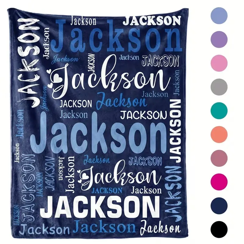 1pc Personalized Blanket with Name, Customized Name Gift Blanket, Skin-Friendly, 200-250Gsm, Perfect for Sofa, Nap, Office Use, Gift for Friends, Family, Birthday, Couples