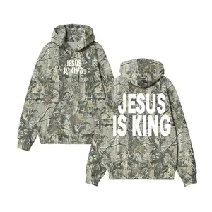 Unisex “Jesus Is King” Dead Leaves Camouflage Print Hoodie