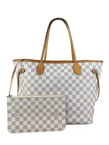 Pre-owned na Tote Bags Louis Vuitton Damier Azur Neverfull MM w/ Pouch