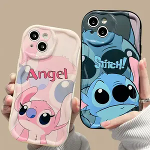 Disney Stitch Angel Mobile Phone Case - Cute Cartoon Design for Device Protection with Angel Graphic & Stitch Character - Shockproof Casing for Smartphones & Cellphones