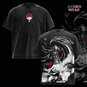 Obito Kamui Vintage Washed Oversized T-Shirt – Naruto Anime Graphic Tee, Uchiha Masked Man Artwork Shirt, Streetwear Casual Soft Cotton Apparel, Unisex Top, Gift for Naruto Fans