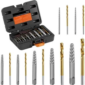14- Screw Extractor & Left-Hand Drill Bit Set, Easy Out Fastener Extractor Kit with Alloy Spiral Flutes -  Tool for Easily Removing Stripped, Broken & Rusty Screws,  & Studs