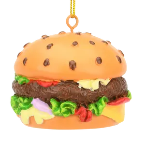 Tree Buddees Hamburger Food Christmas Ornament Hand-Painted Resin Gift for Foodie Lovers 1.5" x 2" Tree Decoration
