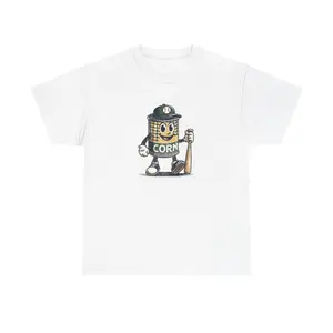 Can of Corn! - Vintage Baseball T-Shirt - 1920s Cartoon Style, Retro Rubber Hose Baseball Player Tee, Happy Corn Baseball Graphic Shirt