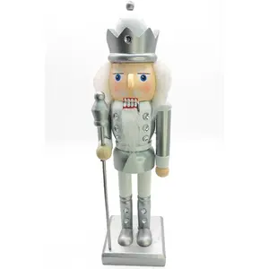 Christmas Nutcracker the Staffbearer. Wizardi Classic Wooden Festive Decoration F07M14-34-N01364B