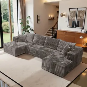 U-Shape Modular Sectional corduroy Couch suitable for living room furniture