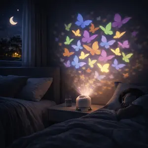 Dynamic Butterfly Projection Night Light, 360° Rotatable Projector, USB Powered, Butterfly-themed Room Decorations, Party Decor, Decorative Atmosphere Lamp & Ambient Lamp, Ideal Gift for Home Decor