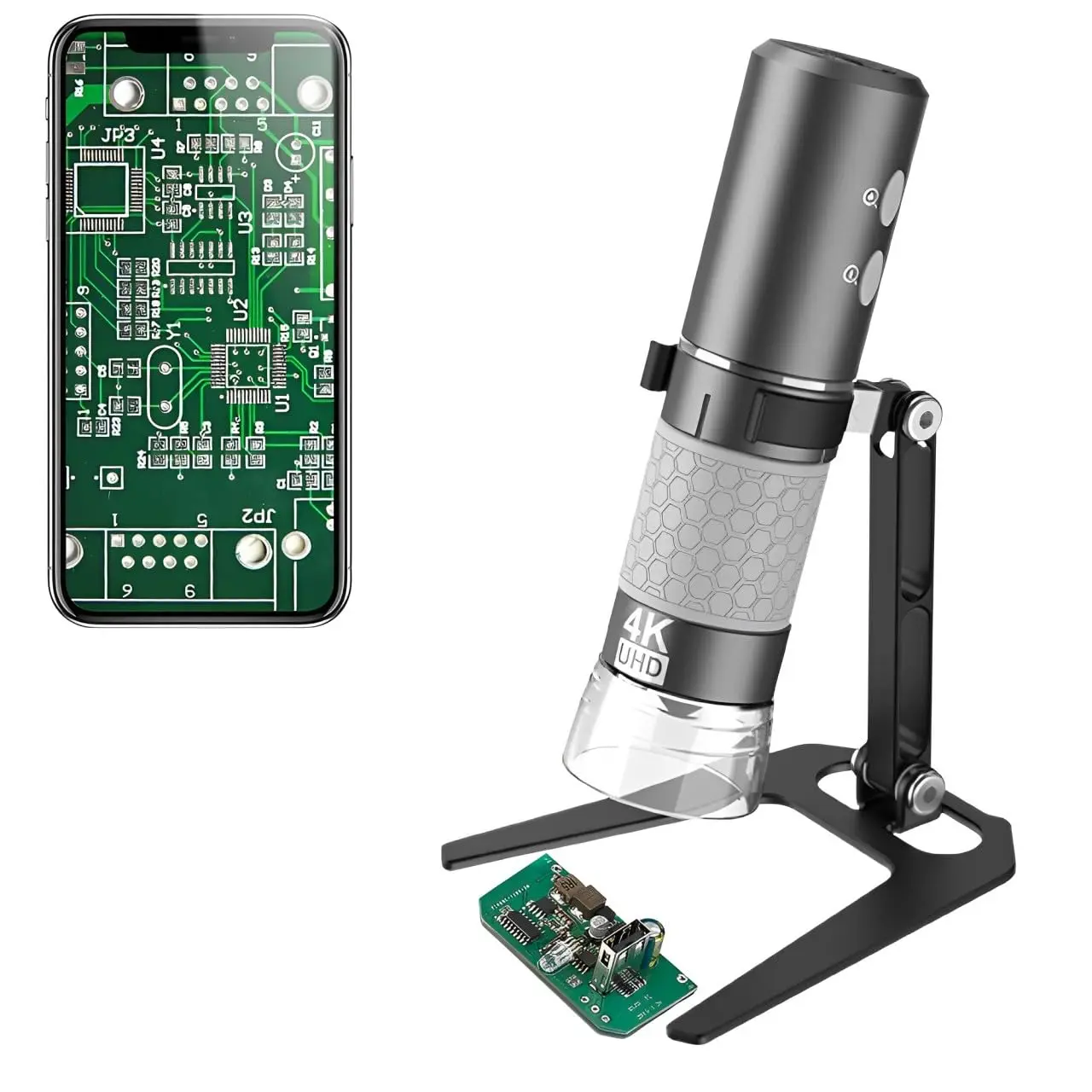 Wifi Usb Digital Handheld Microscope  50 To 1000x Wireless Magnification Endoscope 4k 3840x2160p Camera 8 Leds With Metal Stand For Ipad Android Windows Linux Chrome