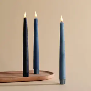 Operated Candles with Remote, 9 Inch, 3 Pack Gradient Blue Candlesticks, LED Candles Flickering Flameless Candles, Spring  Wedding  Decor, Mantle Coffee Table Decor