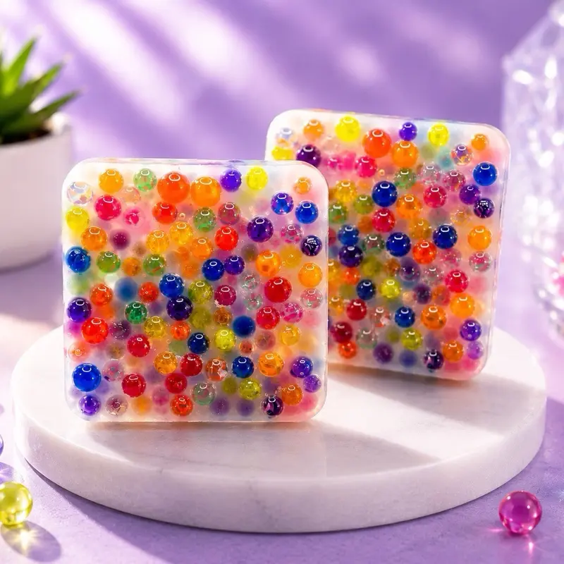 2-Pack Square Water Beads Picky Pad Squishies Fidget Toy - Hand Fidget, Sensory Stress Reliever, Anxiety Relief Products, Decompression Squeeze, Stress Relief Gadget for ADHD, Skin Picking Aid