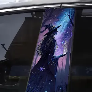 Witch Girl Pattern Car Door Pillar Sticker, Waterproof & Anti-scratch Car Door Sticker, Car Exterior Decoration Accessories for Women
