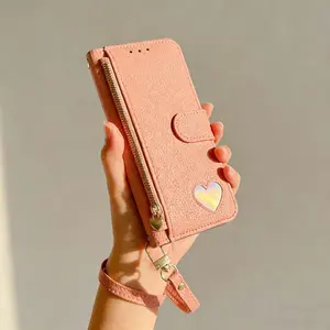 Flip Wallet Phone Case with Card Slots, Hand Strap/ Crossbody Long Strap  PU Leather Cover Compatible with iPhone 17 Air 16 Pro Max  /16/15/14 Plus/13 Pro/12 For Girl，Lady