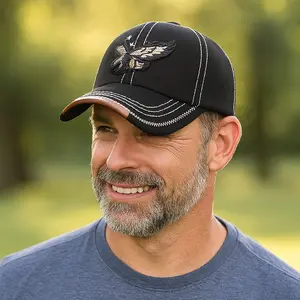 Men's Eagle Embroidery Baseball Cap - Stylish Adjustable Snapback Hat for Outdoor Casual Wear, Premium Design, Breathable Fabric, Sweat-Resistant Inner Band